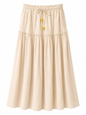 Lightweight Cream Maxi Skirt with Tiered Silhouette